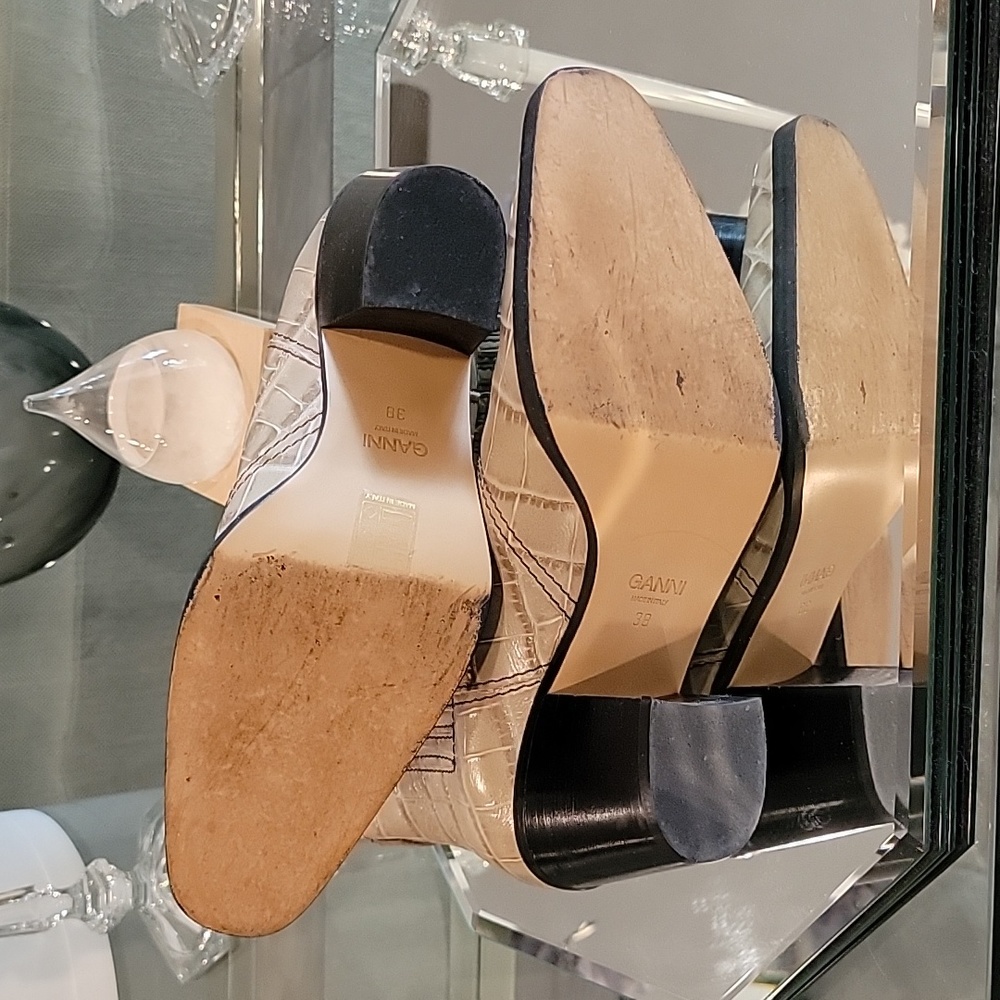 Ganni Croc Square Toe Ankle Boots | 38 - Picture 6 of 8